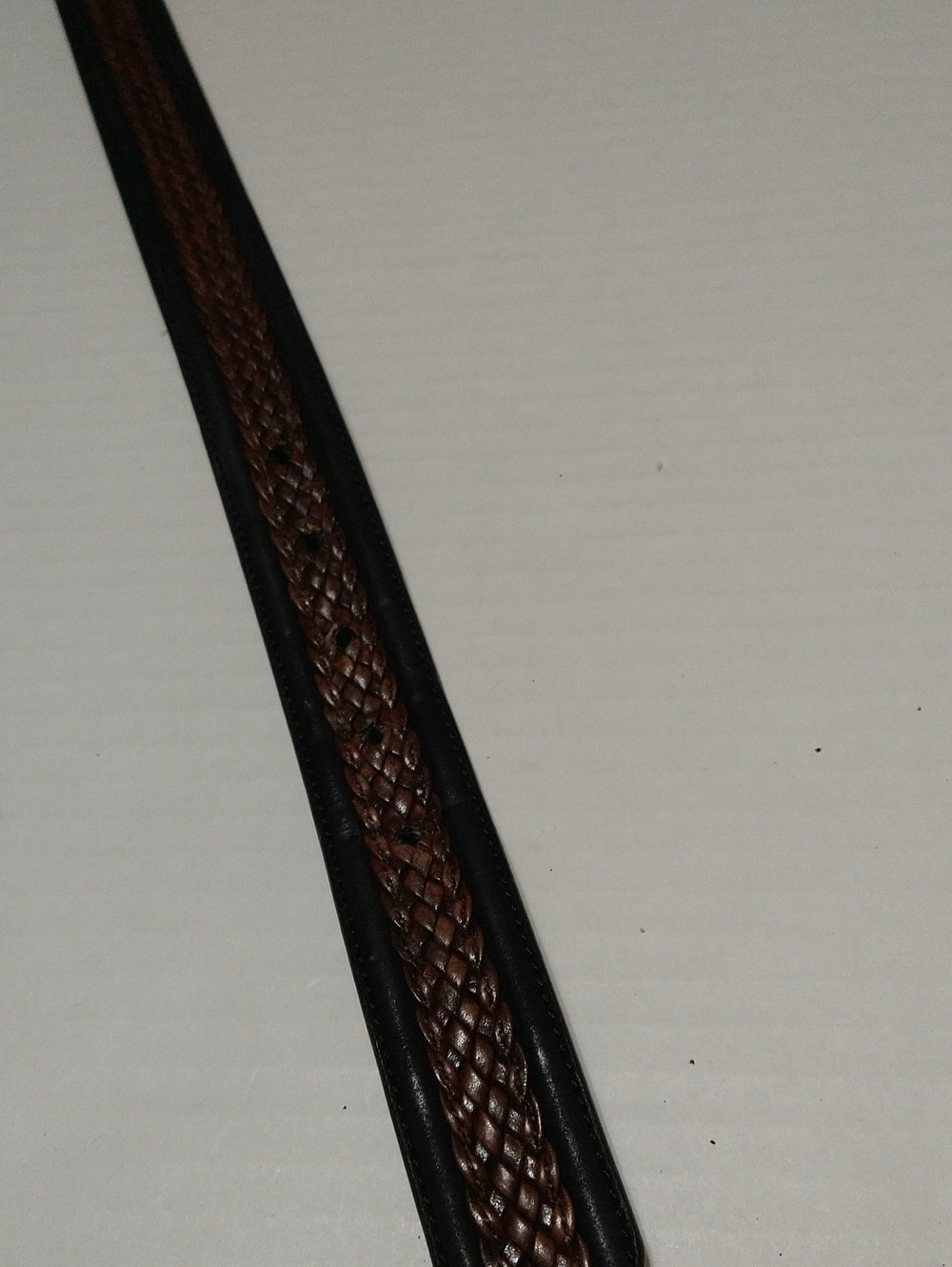 Tommy Bahama Men's Brown Leather Belt W/Braided Look Brass Buckle Size 34 - Picture 5 of 12
